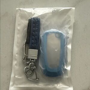 Blue Silicone Key Fob Cover with Keychain